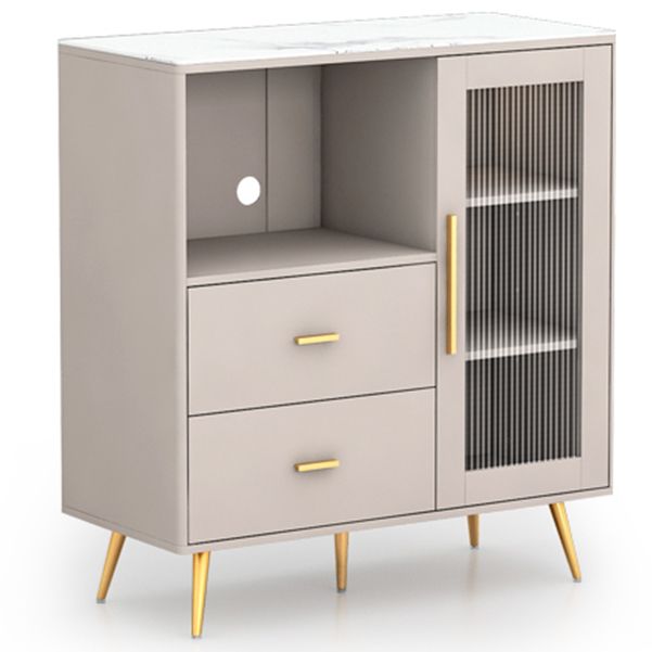 Sideboard in legno ingegnerizzato cassetto Glam Scaffali regolabili a scaffalatura con piano di lavoro in pietra