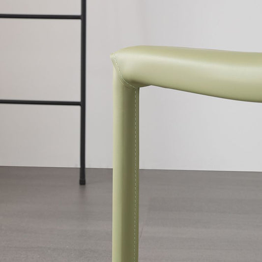 Orange and Green Dining Chairs Modern Faux Leather Armless Dining Side Chair