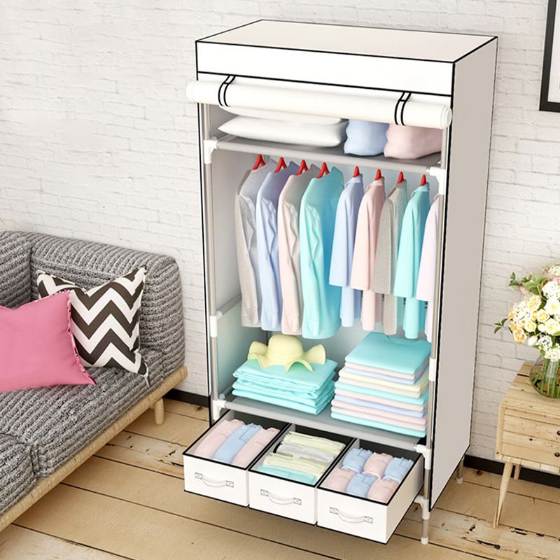 Steel Wardrobe Armoire with Drawer Modern Wardrobe Cabinet for Home Clearhalo 'Armoires & Wardrobes' 'armoires_wardrobes' 'Bedroom Furniture' 'furn' 'furn_armoires_wardrobes' 'Furniture' 1200x1200_8338abe7-eadc-4636-aeb6-86a505a1698f