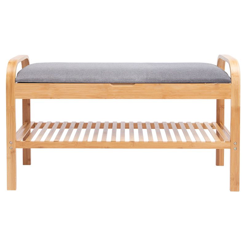 12.99" Wide Modern Entryway Cushioned Bench Bamboo Bench with Arms Clearhalo 'Benches' 'Chairs & Seating' 'furn' 'furn_benches' 'Furniture' 'Living Room Furniture' 1200x1200_8338ddb4-5497-4dbd-8f45-24bd92588bbe