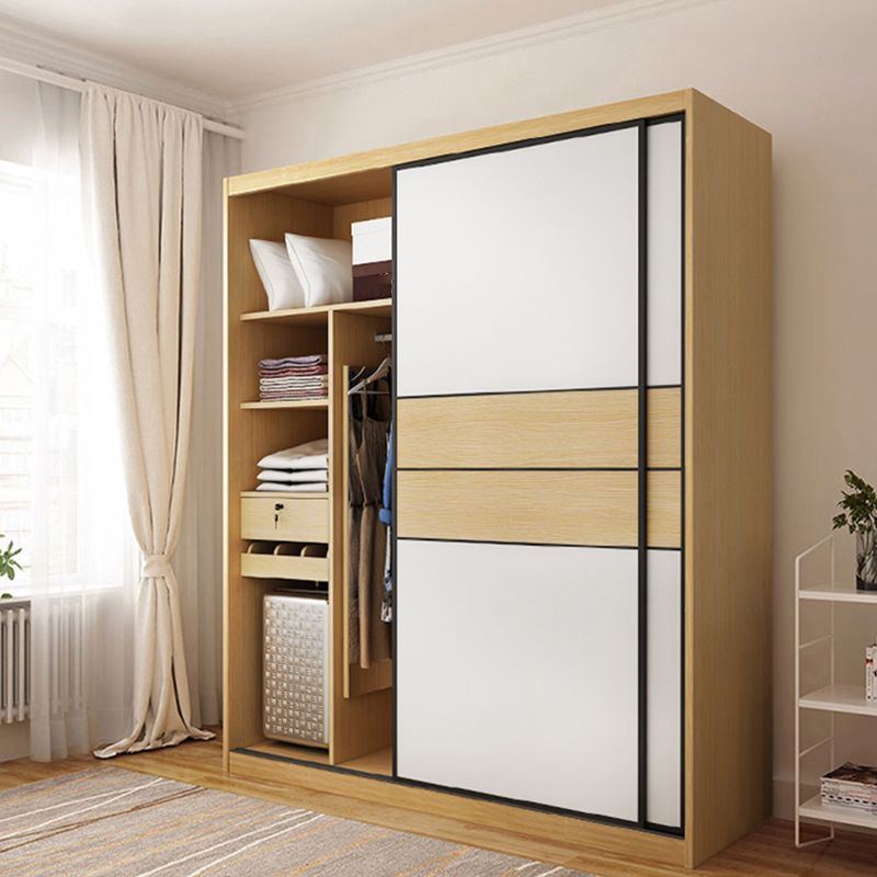 Wooden Wardrobe Armoire with Drawer Modern Wardrobe Closet - 63"L x 23.6"W x 82.9"H Clearhalo 'Armoires & Wardrobes' 'armoires_wardrobes' 'Bedroom Furniture' 'furn' 'furn_armoires_wardrobes' 'Furniture' 1200x1200_8338e68a-6c8b-470a-9755-933c5638dc6e