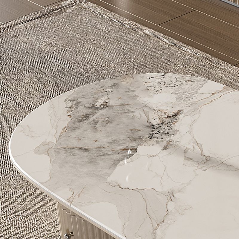 No Distressing Slate Coffee Table Oval Single Coffee Table with 2 Drawers Clearhalo 'Coffee & Accent Tables' 'Coffee Tables' 'coffee_tables' 'furn' 'furn_coffee_tables' 'Furniture' 'Living Room Furniture' 1200x1200_833916f4-436d-4e80-a0ff-d4a49bffe76d
