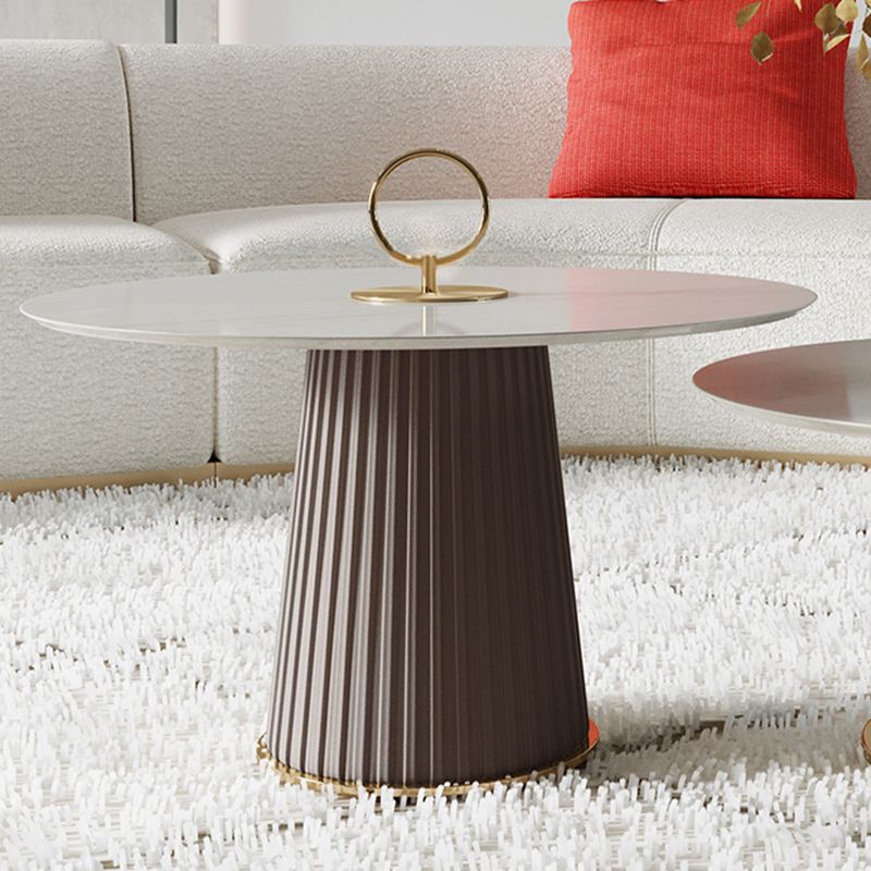 Modern Metal Cocktail Table Round Pedestal Coffee Table - White