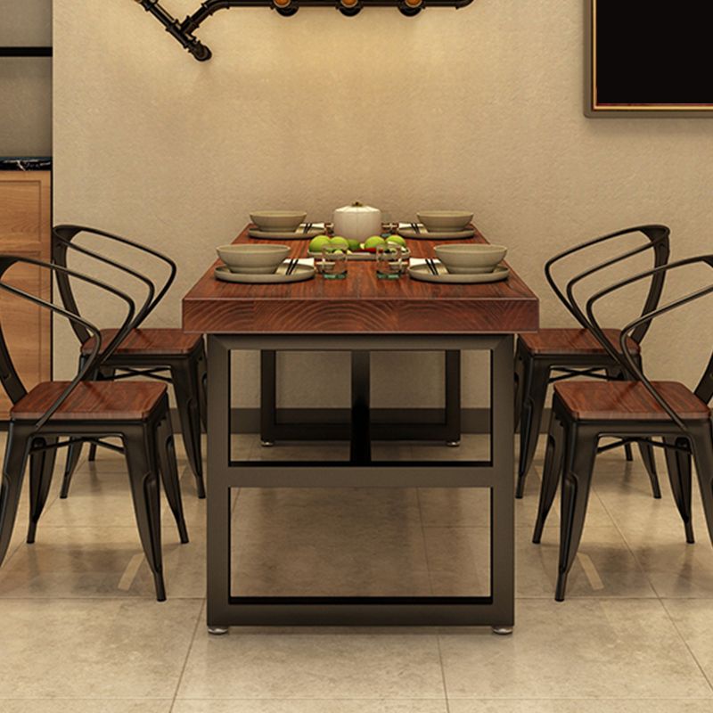 Solid Wood Industrial Dining Table Brown Dinette Table with Metal Frame Clearhalo 'Dining Tables & Seating' 'Dining Tables' 'dining_table' 'furn' 'furn_dining_table' 'Furniture' 'Kitchen & Dining Furniture' 1200x1200_83399db9-992b-460a-abfb-ced4ddbe4f14