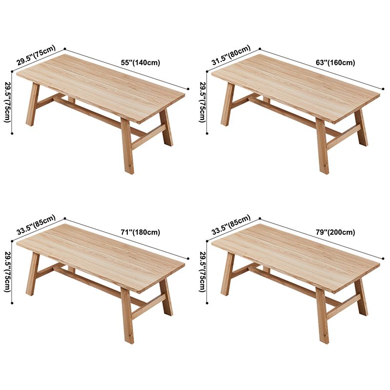 Modern Pine Solid Wood Table Rectangle Dining Table with Wooden Trestle Base Base Clearhalo ' dining_table' 'Dining Tables & Seating' 'Dining Tables' 'furn' 'furn_dining_table' 'Furniture' 'furniture_dining_table' 'Kitchen & Dining Furniture' 'kitchen&dining_furn' 'kitchen' 'kitchen_dining_table' 1200x1200_833a9f4e-aab3-412c-928f-0ea738e4acf7