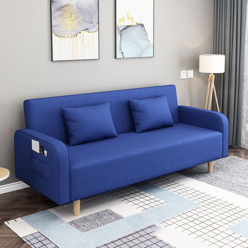 Divano contemporaneo con 2 cuscini convertibili braccio quadrato