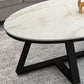Glam elliptische leistenen salontafel 61 cm H-cocktailtafel met gekruiste poten