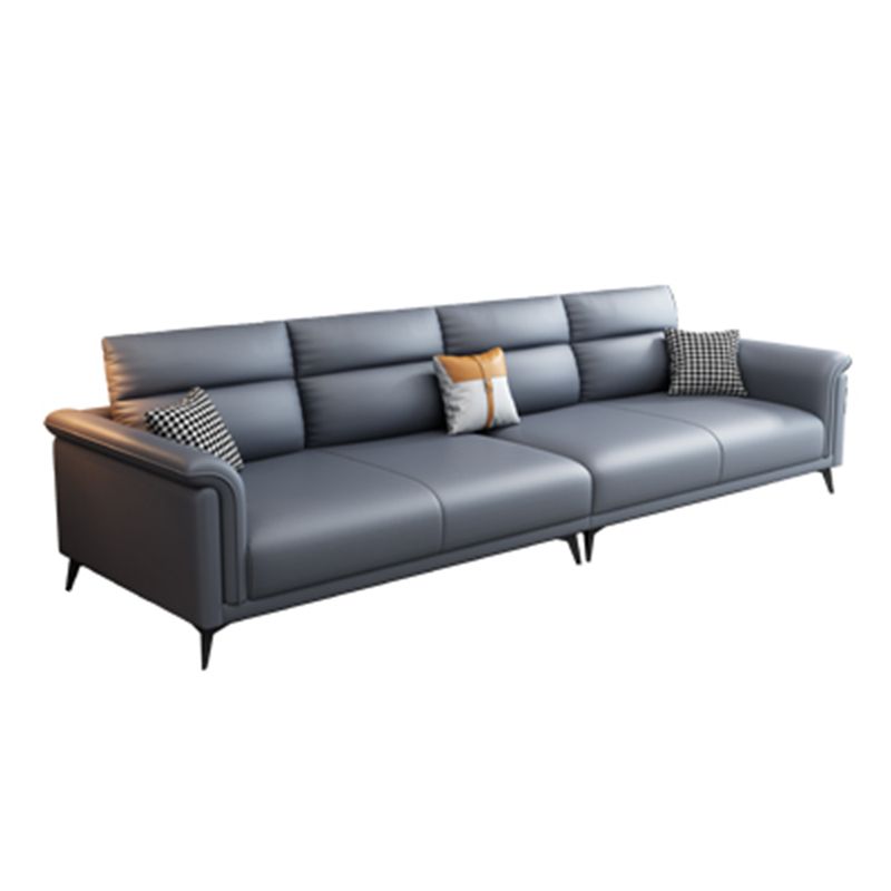 Dark Gray Faux Leather Sofa Stain-Resistant Pillow Top Arm Sectional Clearhalo 'furn' 'furn_sectionals' 'Furniture' 'furniture_sectionals' 'Living Room Furniture' 'Sectionals' 1200x1200_833f8a45-e9fc-4cfa-94ec-559c986a4824