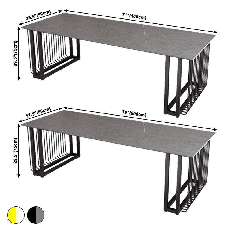 Industrial Sintered Stone Standard Dining Table Kitchen Rectangle Shape Dining Table for Kitchen Clearhalo ' dining_table' 'Dining Tables & Seating' 'Dining Tables' 'furn' 'furn_dining_table' 'Furniture' 'furniture_dining_table' 'Kitchen & Dining Furniture' 'kitchen&dining_furn' 'kitchen' 'kitchen_dining_table' 1200x1200_8341f372-6e93-4976-b40e-56e8c22f26cd