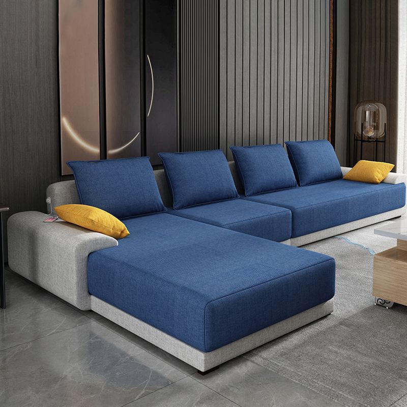 Modern Loose Back Removable Cushions Sofa with Reversible Chaise Slipcovered Sofa Clearhalo 'furn' 'furn_sectionals' 'Furniture' 'furniture_sectionals' 'kitchen' 'kitchen_sectionals' 'Living Room Furniture' 'Sectionals' 1200x1200_834286a7-e55a-47c1-b95b-b2652ec2111a