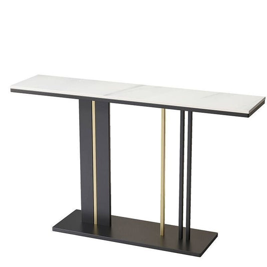 Mesa de consola de estilo contemporánea con tapa de piedra y base de pedestal para Hall