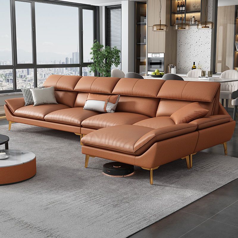 Contemporary Faux Leather Living Room Flared Arm Cushions Seating Clearhalo 'furn' 'furn_sectionals' 'Furniture' 'Living Room Furniture' 'Sectionals' 1200x1200_8343e37f-cfb4-473d-ad53-461cedbd6648