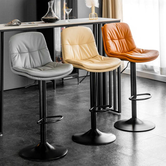 Contemporary Metal Legs Bar Stools Indoor Faux Leather Counter Chair
