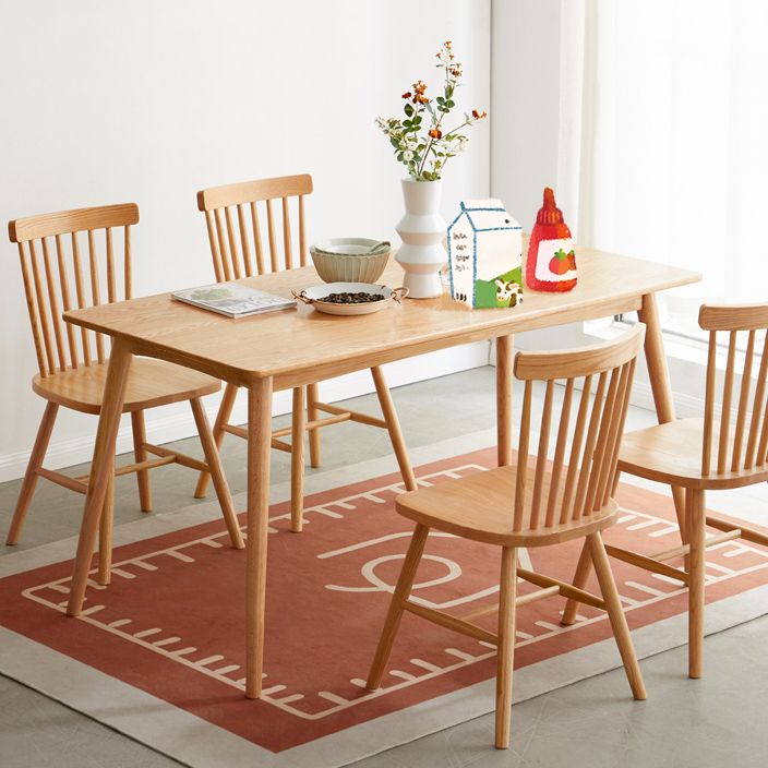 Contemporary Dining Table Oak Solid Wood Table with 4 Legs for Kitchen Dinner Dining Room Clearhalo ' dining_table' 'Dining Tables & Seating' 'Dining Tables' 'furn' 'furn_dining_table' 'Furniture' 'furniture_dining_table' 'Kitchen & Dining Furniture' 'kitchen&dining_furn' 'kitchen' 'kitchen_dining_table' 1200x1200_834712c8-1624-4057-b03b-f68d64ba197f