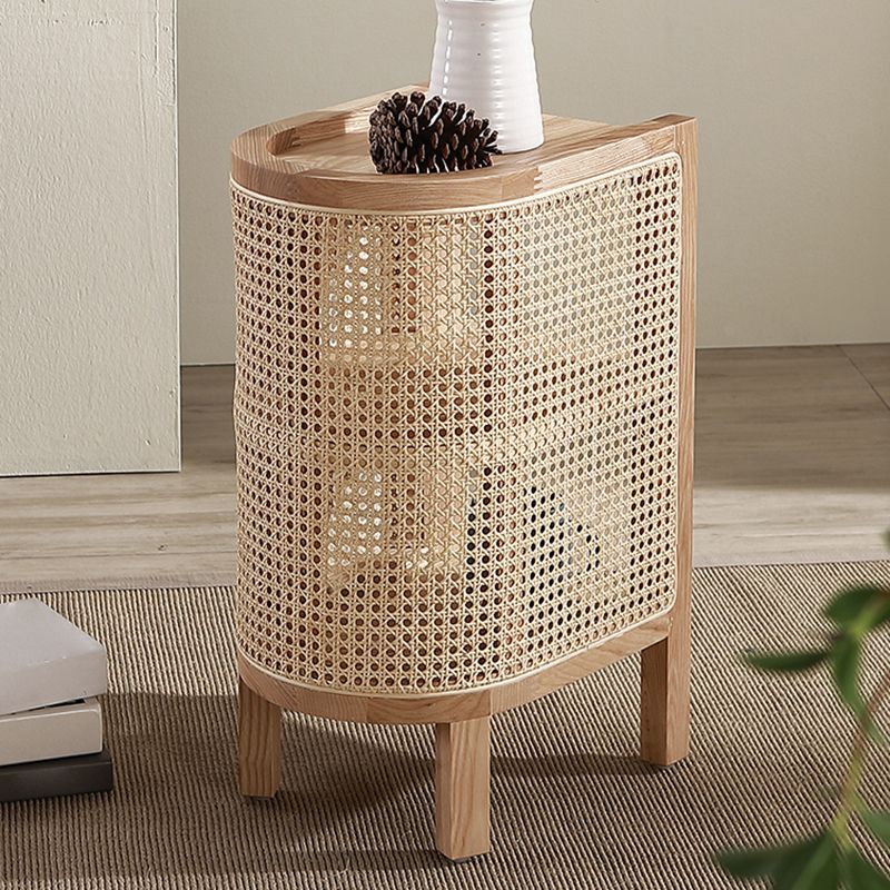 Mesa de noche de madera sólida de cama de cama moderna con estante inferior, 24.4 "de alto