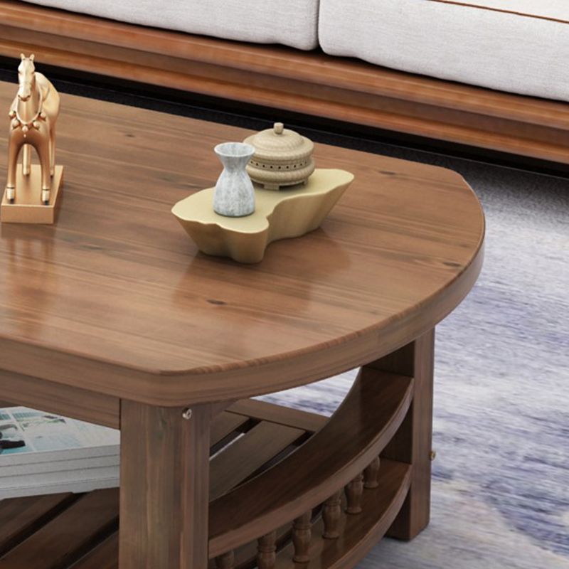 20"H Contemporary Coffee Table Solid Wood Storage Cocktail Table