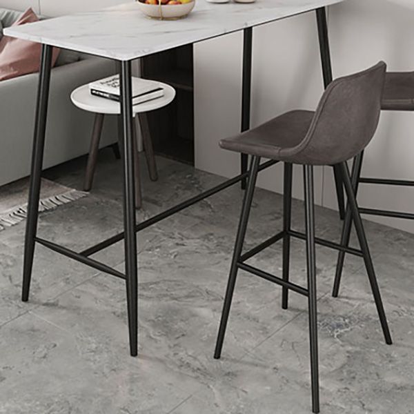 Modern Marble Pub Table with Rectangle Table Top Black Trestle Table - 42" H Clearhalo 'Bar Furniture' 'Bar Tables' 'bar_tables' 'furn' 'furn_bar_tables' 'Furniture' 'furniture_bar_tables' 'Kitchen & Dining Furniture' 1200x1200_834c02c5-d595-4cb8-99bb-7c277a4c6dc5