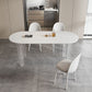 White Top Oval Dining Table Stone Dining Table with Acrylic Base