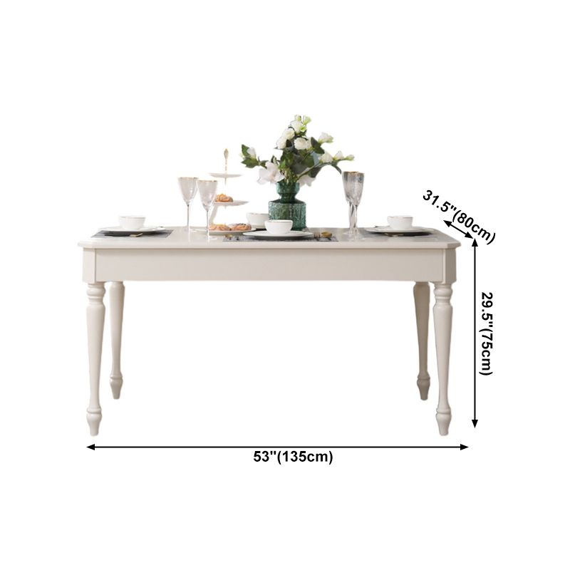 Rectangle 4 Legs Mid-Century Dining Table White Tone Fixed Table of Solid Wood Clearhalo ' dining_table' 'Dining Tables & Seating' 'Dining Tables' 'furn' 'furn_dining_table' 'Furniture' 'furniture_dining_table' 'Kitchen & Dining Furniture' 'kitchen&dining_furn' 'kitchen' 'kitchen_dining_table' 1200x1200_834d72a0-fec7-477e-9cf5-7ef9c0bebeda