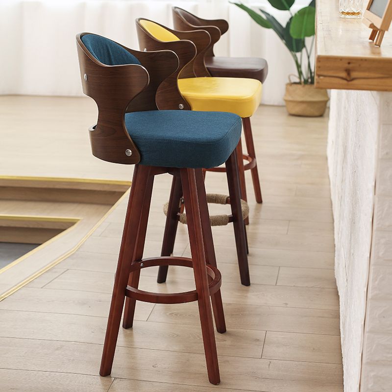 Modern Armless Backrest Counter Stool Wood Milk Tea Shop Bar Stool with Pedal and Cushion Clearhalo 'Bar Furniture' 'Bar Stools' 'bar_stools' 'furn' 'furn_bar_stools' 'furniture_bar_stools' 'Kitchen & Dining Furniture' 'kitchen&dining_furn' 'kitchen' 'kitchen_furn' Furniture' 1200x1200_834ed9a8-54c8-4dc8-ac17-8e62d08d4cf2