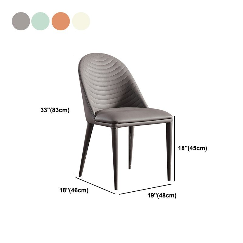 Eigentijdse faux lederen eetstoelen stoelen metalen armloze eetkamerstoelen