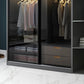 Black Wardrobe for Home Modern Style Cabinet with Glass Doors Clearhalo 'Armoires & Wardrobes' 'armoires_wardrobes' 'Bedroom Furniture' 'furn' 'furn_armoires_wardrobes' 'Furniture' 1200x1200_835098af-5659-4658-9b40-d8a96d427bef