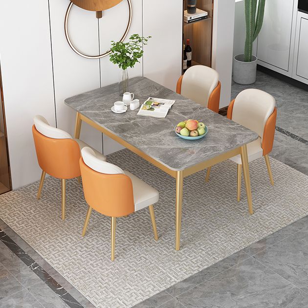 Set da pranzo Nordic Stone Top 1/2/5/7 pezzi Tavolo da pranzo grigio con sedie in pelle