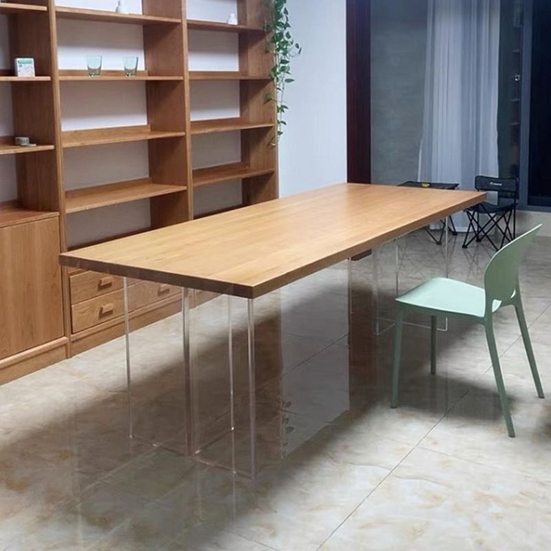 Mesa de comedor de madera Mesa de comedor contemporánea con base de pedestal doble