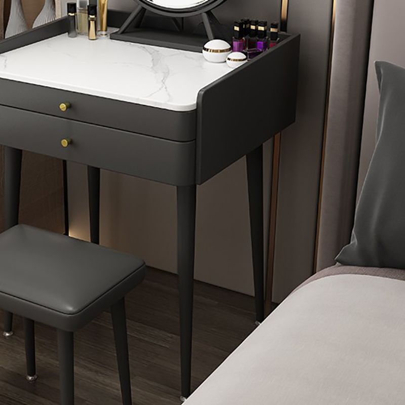 Table de vanité en pierre avec 2 tiroirs de rangement 17,32 "de large table de maquillage de large