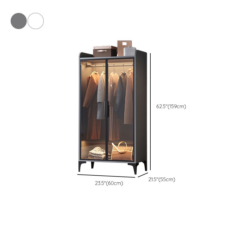 Contemporary Wood Frame Wardrobe Freestanding Wardrobe with Glass Doors Clearhalo 'Armoires & Wardrobes' 'armoires_wardrobes' 'Bedroom Furniture' 'furn' 'furn_armoires_wardrobes' 'Furniture' 1200x1200_8354e239-3345-41f0-a5e9-ae21db32befc