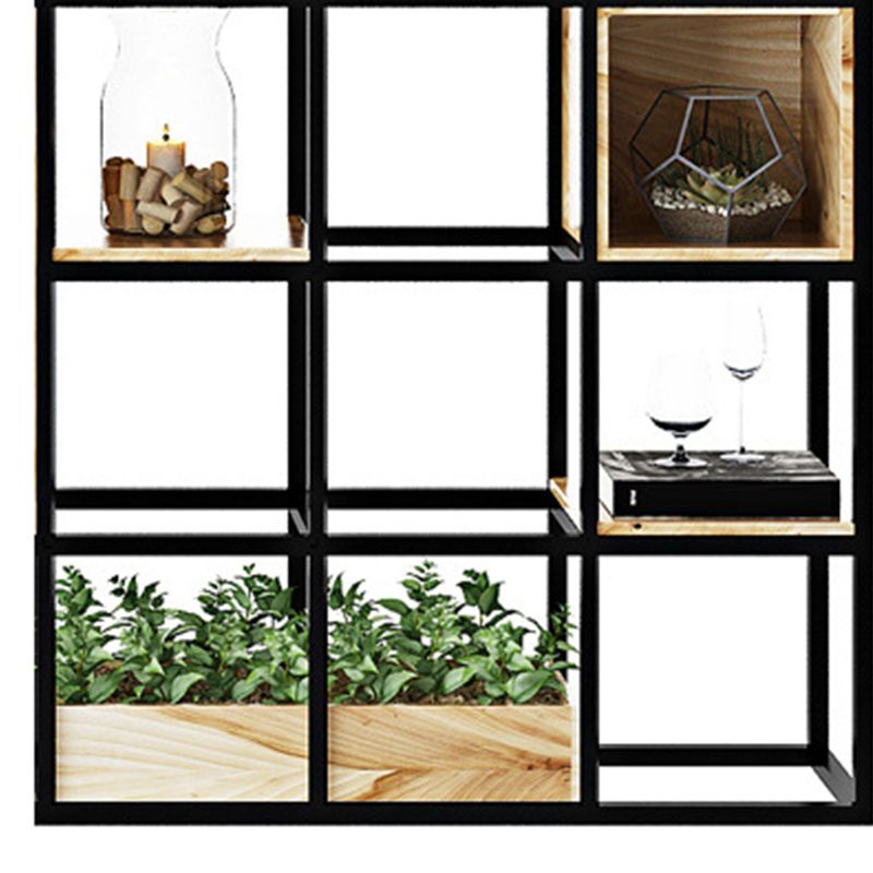 Metal and Wooden Home Shelf Bookcase Vertical Open Brown Book Shelf with Shelves