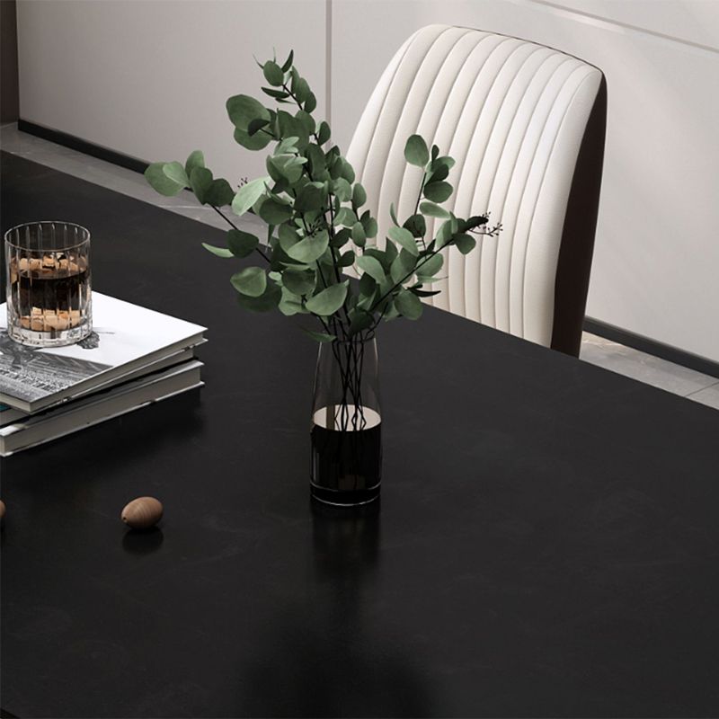 Modern Rectangle Dining Table Black Top Sintered Stone Table for Home Clearhalo 'Dining Tables & Seating' 'Dining Tables' 'dining_table' 'furn' 'furn_dining_table' 'Furniture' 'Kitchen & Dining Furniture' 1200x1200_8359d916-b447-4b2d-9dbb-944abd902065