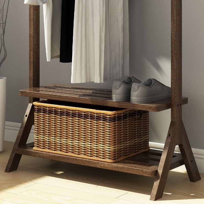 Contemporary Style Coat Hanger Double Shelves Solid Wood Coat Rack for Living Room Clearhalo 'Entry & Mudroom Furniture' 'furn' 'furn_hall_tree_coat_racks' 'Furniture' 'Hall Trees & Coat Racks' 'hall_tree_coat_racks' 1200x1200_835a7564-6762-476e-b83e-7802a79cacba