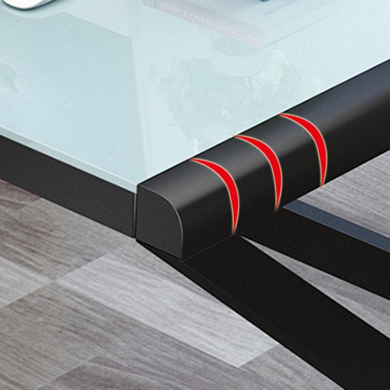 Bureau d'ordinateur en verre moderne de 29,53 pouces de hauteur avec des jambes en acier