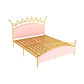 Glam Style Standard Bed with Upholstered Headboard in Iron Bed