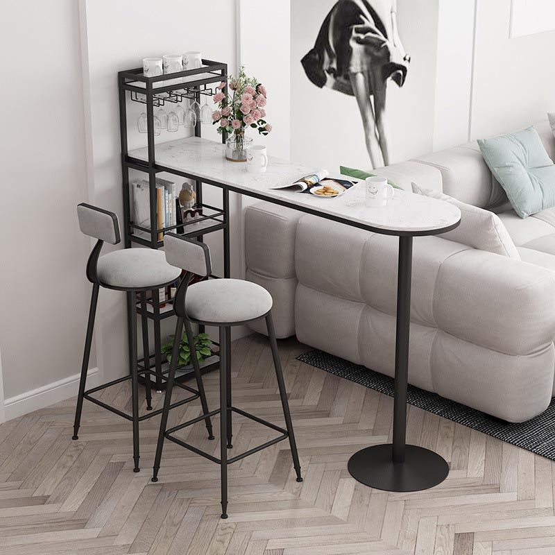Glam Style Bar Table 42-inch Height Artificial Marble Top and Iron Pedestal Pub Table Clearhalo 'Bar Furniture' 'Bar Tables' 'bar_tables' 'furn' 'furn_bar_tables' 'Furniture' 'furniture_bar_tables' 'Kitchen & Dining Furniture' 1200x1200_835c95b4-43b6-4960-8a9c-47bf6a6aa9eb