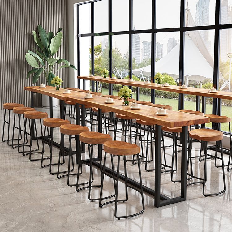 Moderno bracciale senza braccio senza schiena sgabello da pranzo in ferro sgabello da bar con sedile in legno