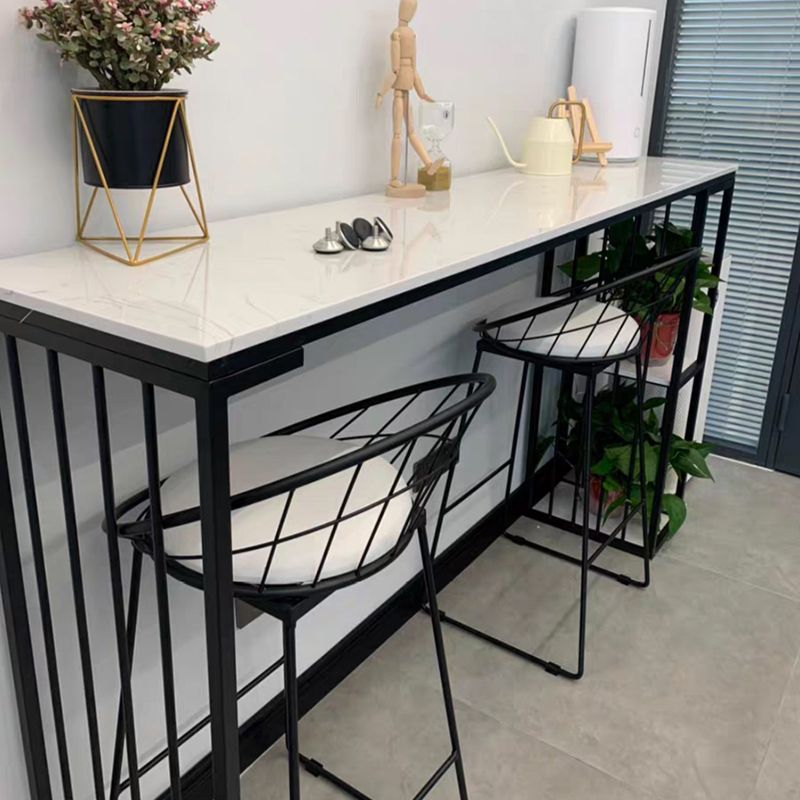 Modern White Marble Table with Rectangle Table Top Sled Table - 42" H Clearhalo 'Bar Furniture' 'Bar Tables' 'bar_tables' 'furn' 'furn_bar_tables' 'Furniture' 'furniture_bar_tables' 'Kitchen & Dining Furniture' 1200x1200_835e3bd8-7547-4bc2-9433-9ef6beefbcd3