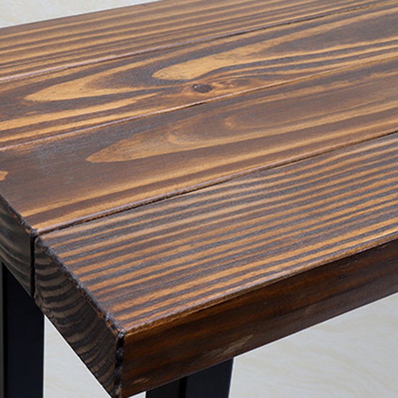 Solid Wood Dining Stool Modern Bar Stool with Black Metal Base