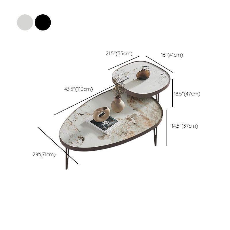 Mesa de cóctel geométrica contemporánea, mesas agrupadas de piedra con 3 patas
