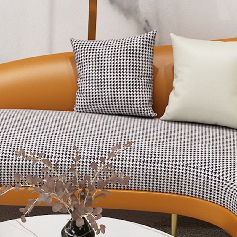 Faux Leather Sloped Arm Sofa Contemporary Curved Sofa in Orange