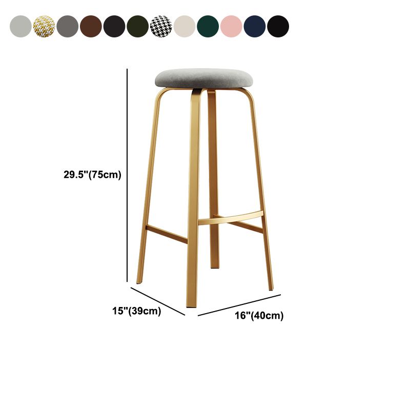 Nordic Armless Backless Counter Stool Iron Cafe Bar Stool with Cushion and Pedal Clearhalo 'Bar Furniture' 'Bar Stools' 'bar_stools' 'furn' 'furn_bar_stools' 'Furniture' 'furniture_bar_stools' 'Kitchen & Dining Furniture' 1200x1200_83630aa1-9890-4237-9baf-8072938efb59