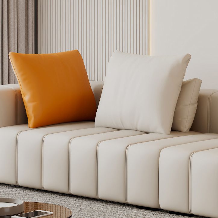 Contemporary White Sectional Sofa with Square Arms and Channel Back Clearhalo 'furn' 'furn_sectionals' 'Furniture' 'Living Room Furniture' 'Sectionals' 1200x1200_83635ed9-0f59-443a-83c0-bffde68c4d25