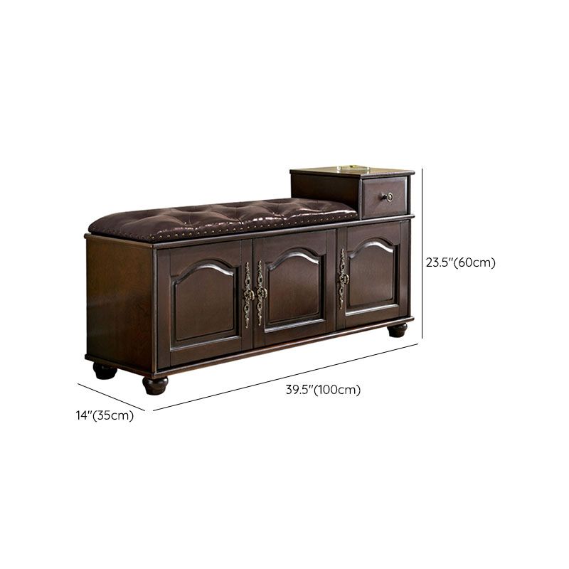 Traditional Entryway Bench Solid Wood Bench with Upholstered , 13.65 Inch W Clearhalo 'Benches' 'Chairs & Seating' 'furn' 'furn_benches' 'Furniture' 'Living Room Furniture' 1200x1200_8363a9de-e92a-4daa-9495-acf34d58e0d1