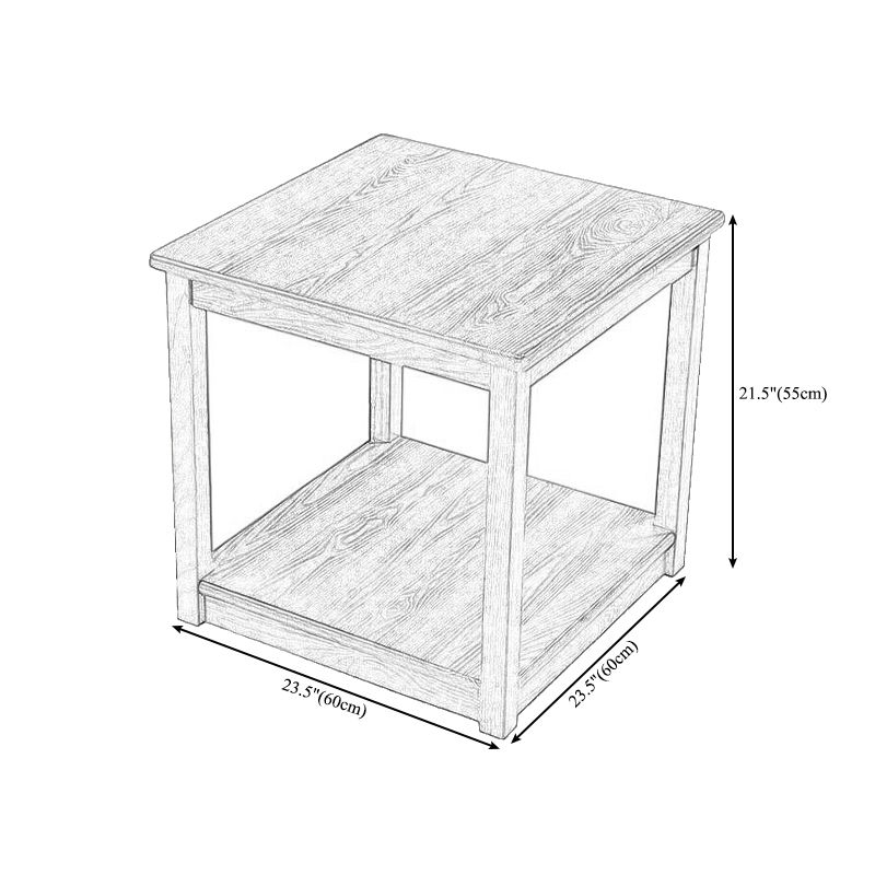 Rubberwood Double Tier End Table, Brown End Table with Storage Clearhalo 'Coffee & Accent Tables' 'End & Side Tables' 'end_side_table' 'end_side_tables' 'furn' 'furn_end_side_tables' 'Furniture' 'furniture_end_side_table' 'Living Room Furniture' 1200x1200_8363c7f0-5940-4e47-a4c8-7731221e0469