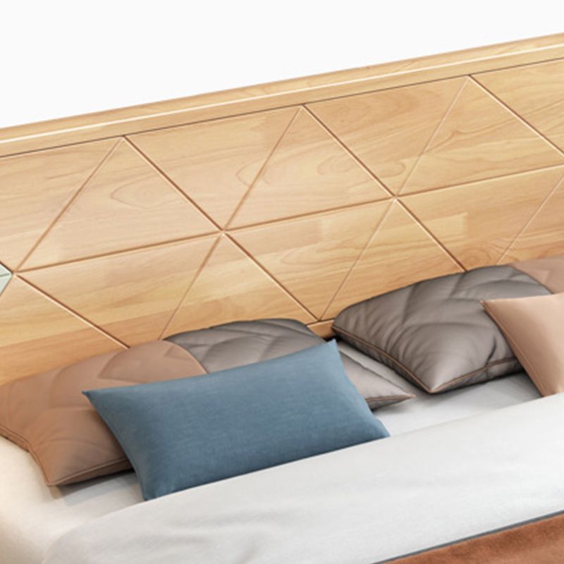 Letto scandinavo largo 84,65 pollici con testiera in legno naturale con testiera