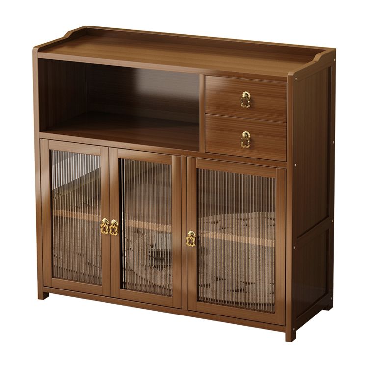 Tabla de almacenamiento abierta de mesa de buffet marrón contemporáneo con 2-drawer