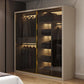 Modern Style Glass Wardrobe Cloth Rod Included Wardrobe Closet with 1-Drawer