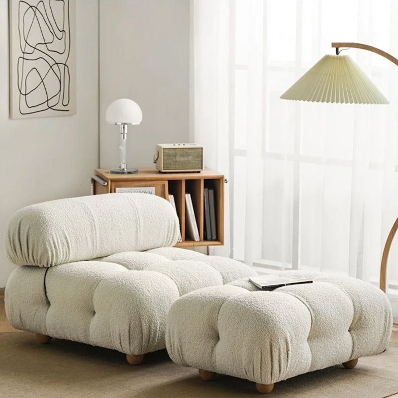Contemporary Biscuit Back Sofa 26.38"High Velvet Couch for Living Room,White Clearhalo 'furn' 'furn_sofas' 'Furniture' 'furniture_sofas' 'kitchen' 'kitchen_sofas' 'Living Room Furniture' 'Sofa' 'sofas' 1200x1200_836a4d05-08ee-4857-bda8-3ee832e5c87b