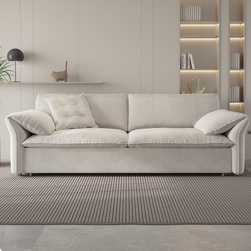 ホワイトファブリックスリーパーソファの収納引き出し布団フレーム付きグラム布団